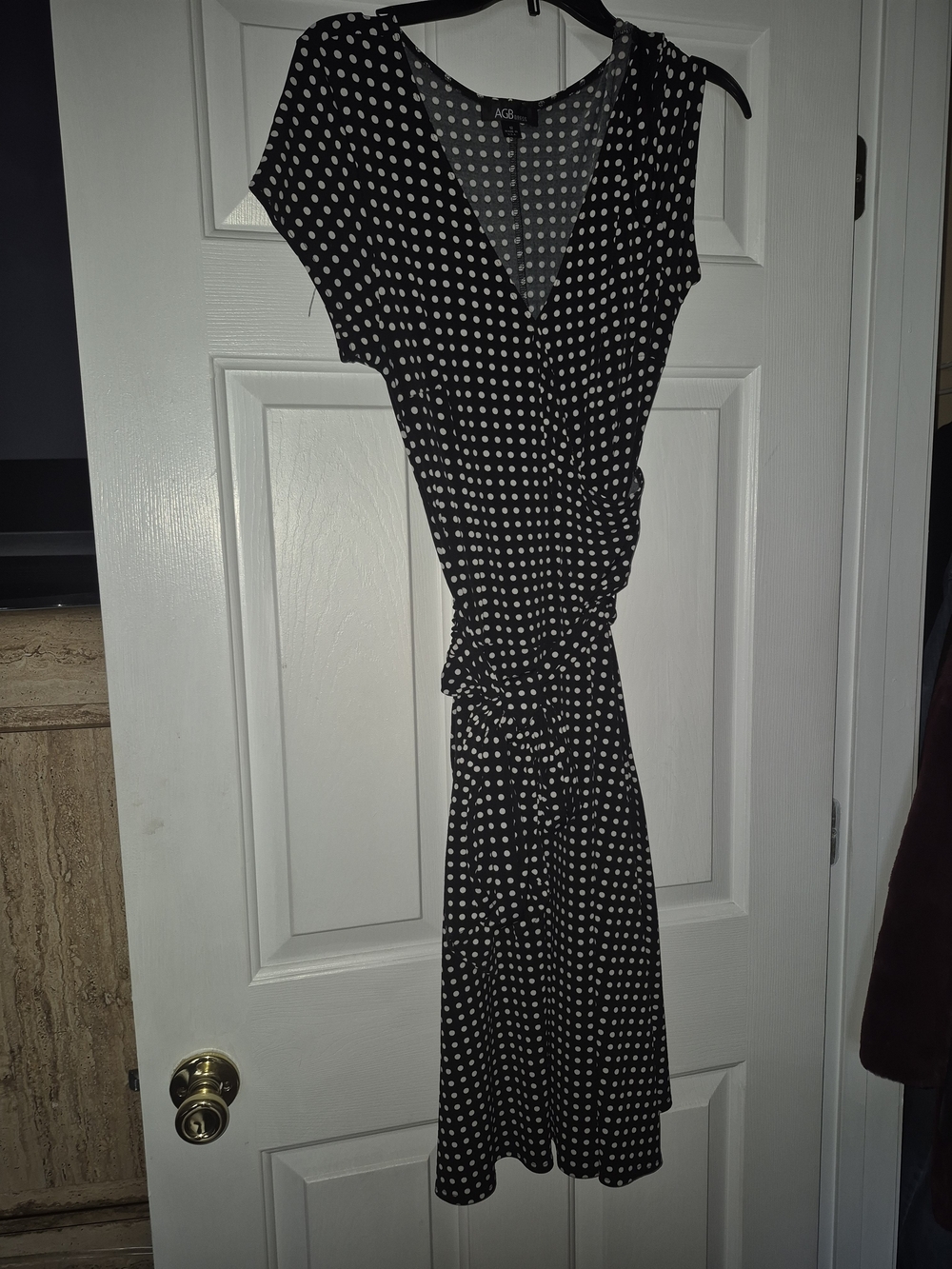 Polka Dot Wrap Midi Dress — Black/White